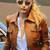 Women’s tailored mid-length leather coat brown button style