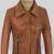 Women’s tailored mid-length leather coat brown button style