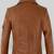 Women’s tailored mid-length leather coat brown button style