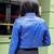 Women’s blue lambskin leather jacket -detail stylish look