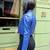 Women’s blue lambskin leather jacket -detail stylish look