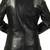 Women’s tailored mid-length leather coat black button style