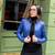 Women’s blue lambskin leather jacket -detail stylish look