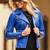 Women’s blue lambskin leather jacket biker zipper jacket
