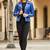 Women’s blue lambskin leather jacket biker zipper jacket