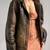 Women’s tailored mid-length rub-off leather coat brown