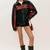 Women’s black - red lambskin leather jacket- zipper detail stylish look