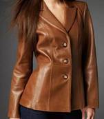 Women’s brown tailored mid-length trench style leather coat