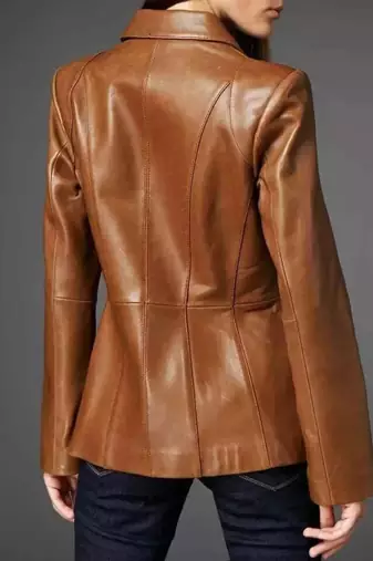Women’s brown tailored mid-length trench style leather coat