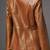 Women’s brown tailored mid-length trench style leather coat