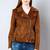 Women’s brown suede lambskin leather jacket -asymmetrical zipper