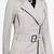 Women’s mid-length belted leather trench-style coat in white