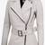 Women’s mid-length belted leather trench-style coat in white