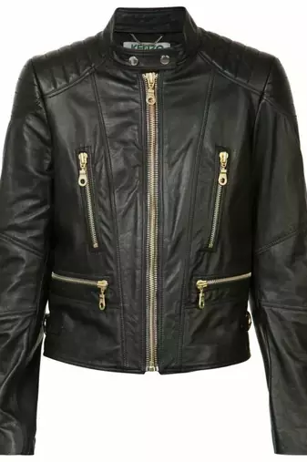 Women’s black lambskin leather jacket - 4 zip pockets detailing