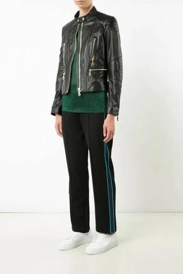 Women’s black lambskin leather jacket - 4 zip pockets detailing 2