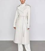 Women’s white full-length safari-inspired leather trench coat
