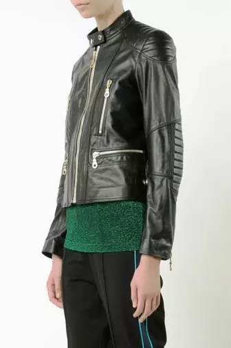 Women’s black lambskin leather jacket - 4 zip pockets detailing