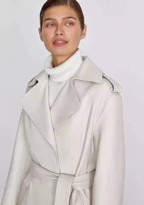Women’s white full-length safari-inspired leather trench coat 2