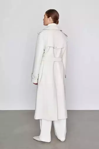 Women’s white full-length safari-inspired leather trench coat