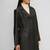 Women’s black full-length safari-inspired leather trench coat