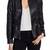 Women’s black  lambskin leather peplum hem shirt style jacket