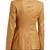 Women’s tan brown mid-length tailored trench style leather coat