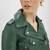 Women’s green lambskin leather jacket biker style