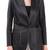 Women’s mid-length black leather trench-style coat