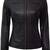 Women’s black café racer lambskin leather jacket -straight zipp