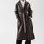 Women’s black full-length safari-inspired leather trench coat  belted