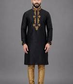 Black art silk kurta pyjama