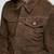 Men's brown suede lambskin leather jacket - button  detail stylish look