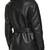 Women’s black pocket mid-length safari-inspired leather trench coat  belted
