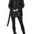 Women’s black pocket mid-length safari-inspired leather trench coat  belted