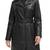 Women’s black pocket fid-length safari-inspired leather trench coat  belted