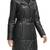 Women’s black pocket fid-length safari-inspired leather trench coat  belted
