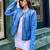 Women’s sky bluelambskin leather jacket- zipper motor biker detail