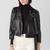 Women’s black lambskin leather jacket- zipper motor biker detail stylish look