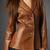 Women’s  brown mid-length tailored trench style leather coat