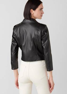 Women’s black lambskin leather jacket- zipper motor biker detail stylish look 2