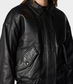 Women’s black leather jacket- 2 button pockets ribb waist stylish look