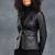 Women’s  black tailored short trench style leather coat