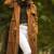 Women’s brown suede full-length safari-inspired leather trench coat  belted