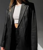 Women’s  black tailored trench style leather coat