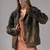Women’s brown rub off bomber lambskin leather jacket