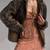 Women’s brown rub off bomber lambskin leather jacket