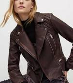 Women’s brown quilted lambskin leather jacket- multiple zipper & stylish look