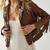 Women’s brown fringe lambskin leather studded jacket