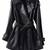 Women’s black mid-length tailored trench style belted leather coat