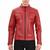 Women’s red lambskin leather jacket -asymmetrical zipper quilted design
